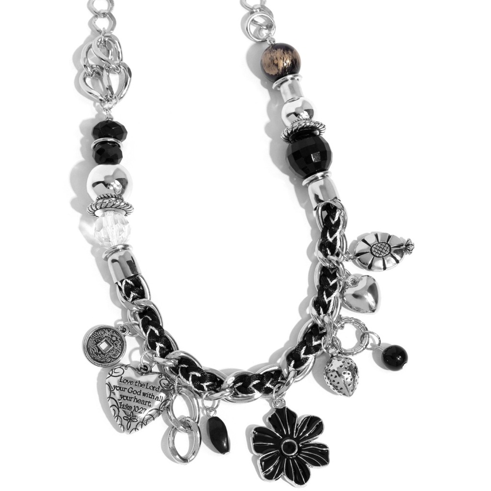 Silver and Black Charm Bracelet